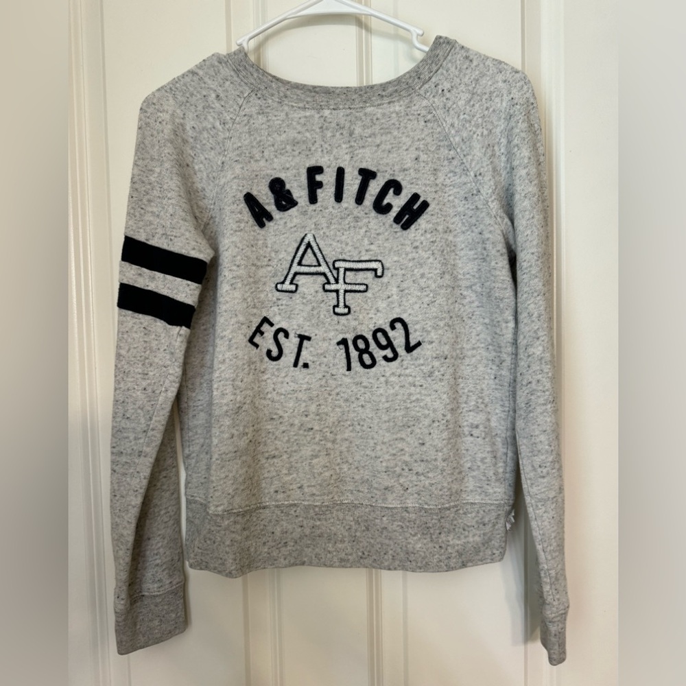 Abercrombie & Fitch Long Sleeve Grey & Navy Sweater with Stripe, Size XS